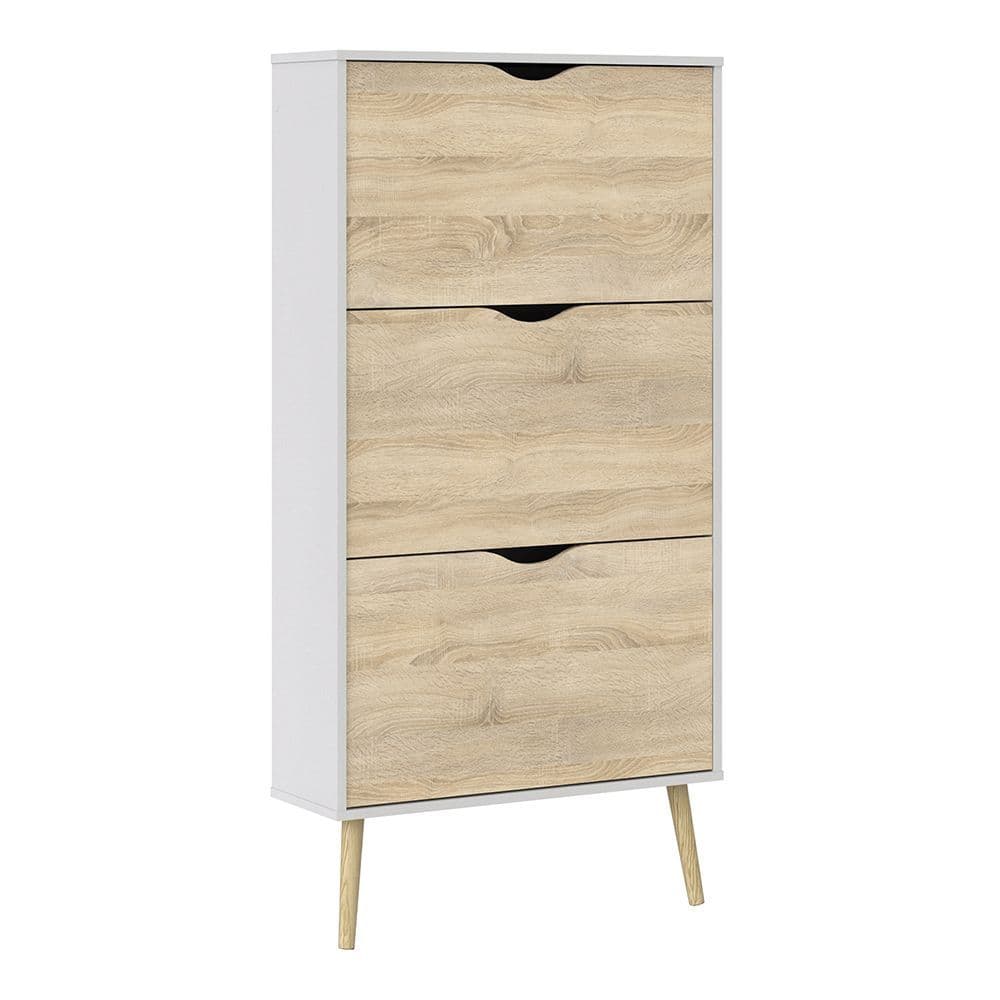 Freja Shoe Cabinet 3 Drawers in White and Oak